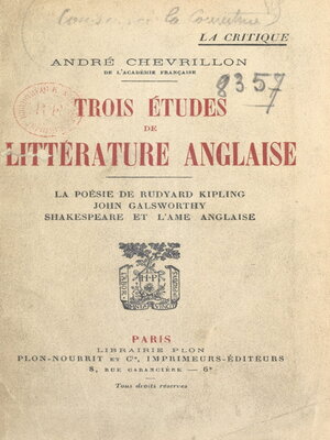 cover image of Trois études de littérature anglaise